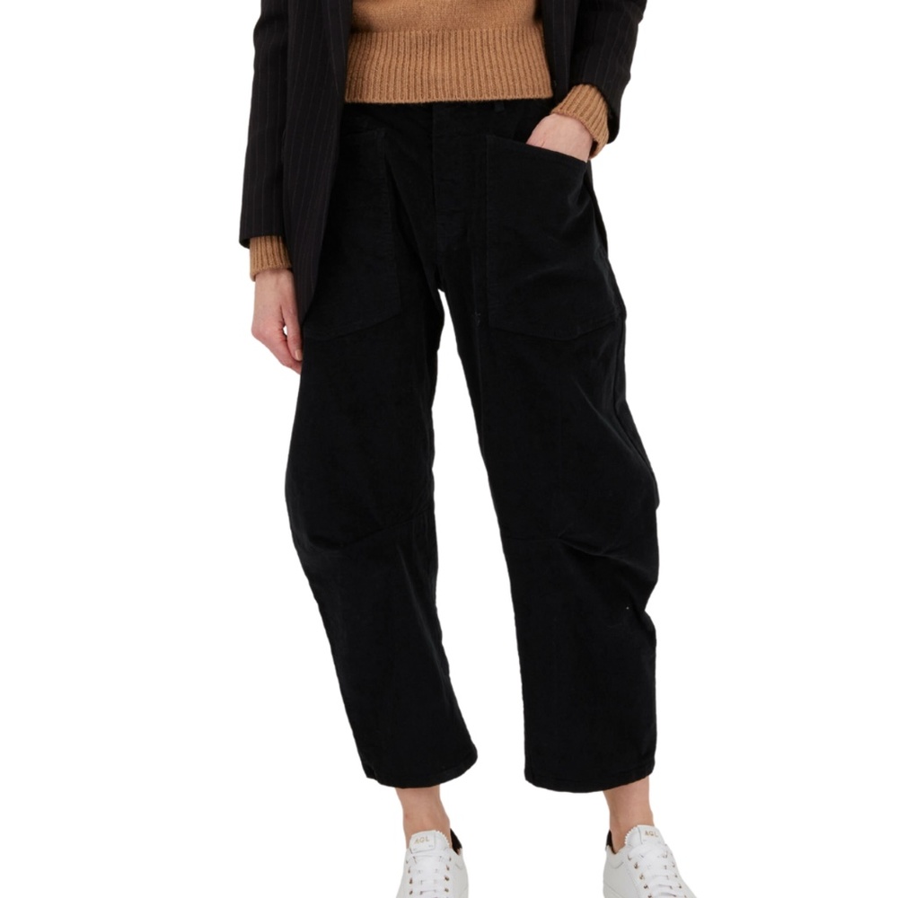 Nili Lotan Shon Corduroy Pant Jet Black Cord Barrel Bow Leg 2 $425